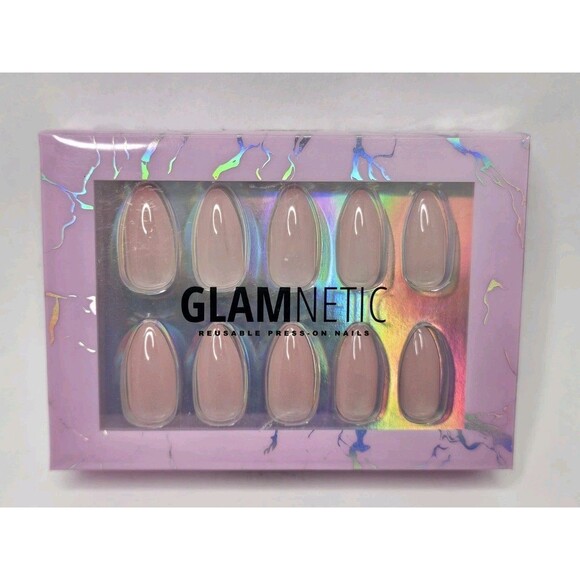 Glamnetic Reusable Press-On Nails Cloud 9 Almond Pink 24 Nail Kit New W/ Glue - Picture 1 of 6